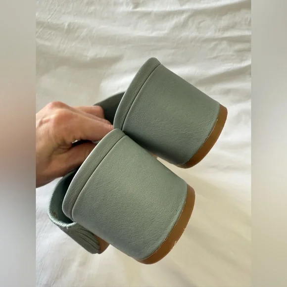 Everlane | SZ 8.5 | Seafoam Green ReKnit Glove Mule Open Toe Block Heel Slide - Picture 9 of 11